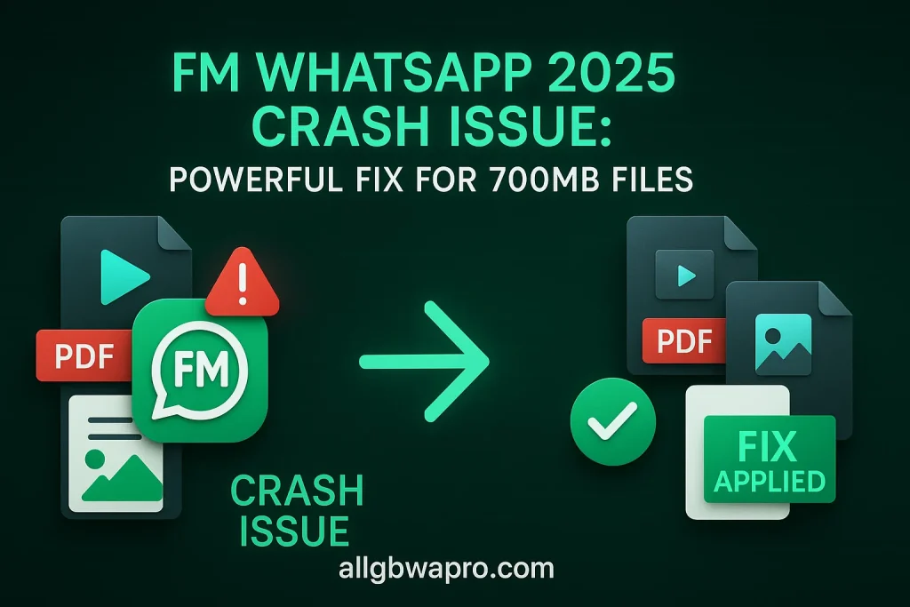 Powerful Fixes to Stop FM WhatsApp Crashing – Complete 2025 Guide 1 FM WhatsApp Crash Issue Powerful Fix for 700MB Files 2025